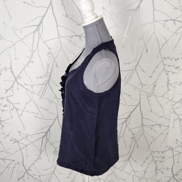 August Silk Dark Purple 100% Silk Ruffle Tuxedo Tank - Picture 3 of 6